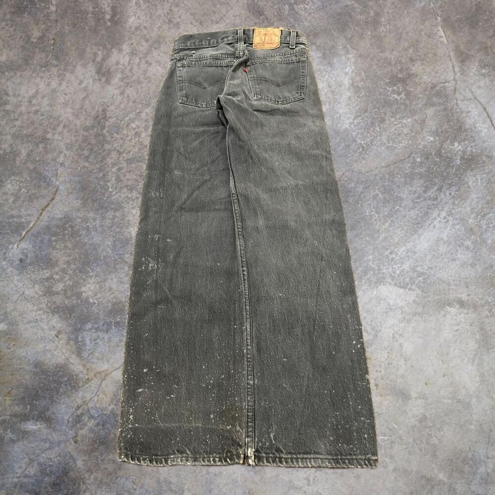 VINTAGE 80s Levi’s 501 Student Fit Jeans Faded Charcoal Black Paint Splatter
